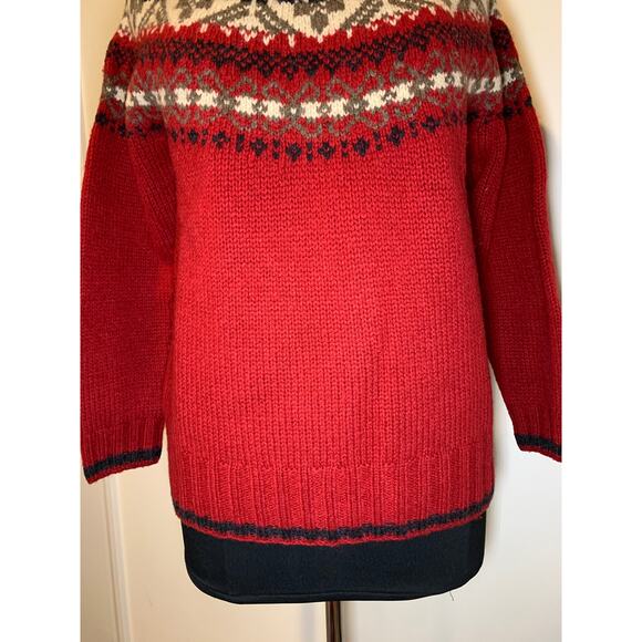 Eddie Bauer LEGEND red Fair Isle women's sweater in 100% wool Size Small heavy - Picture 3 of 10